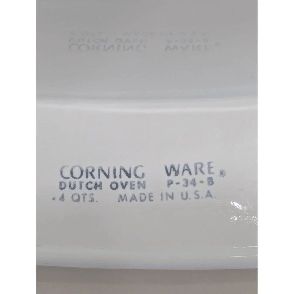 Vintage Corning Ware Dutch Oven 4 Qt White Blue Cornflower P-34-B With Lid